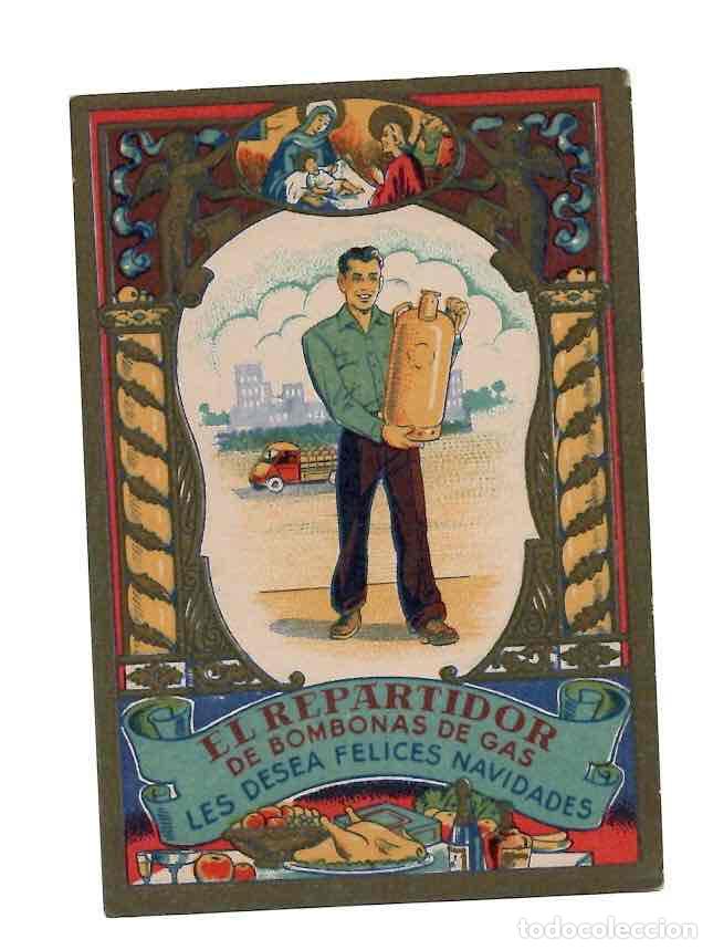 Postales: TARJETA POSTAL FELICITACION EL REPARTIDOR DE BOMBONAS DE GAS. C.1940