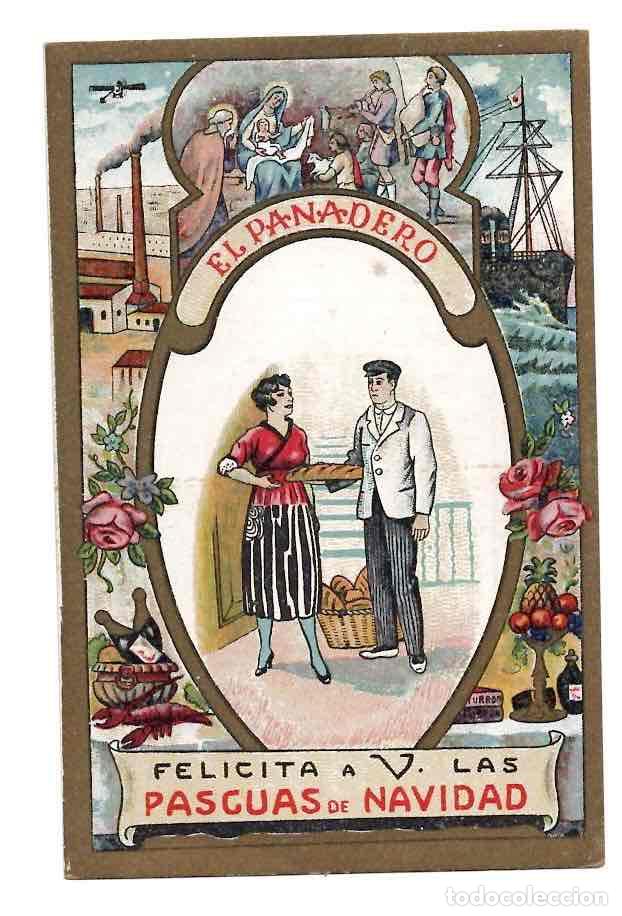 Postales: TARJETA POSTAL EL PANADERO FELICITA A V. LAS PASCUAS DE NAVIDAD. C.1940