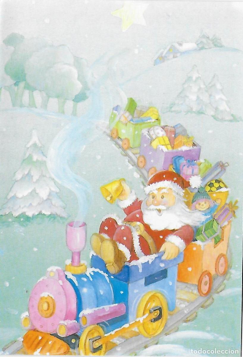 Postales: 7328T - ANNA LLORENS, CRIS? SANTA CLAUS EN UN TREN CON REGALOS-EDIC. AGENCY 1385.B- DIPTICA 16X11 CM