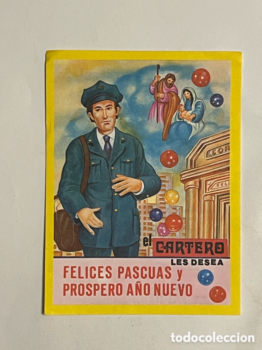 Postales: EL CARTERO LES DESEA FELICES PASCUAS Y A&Ntilde;O NUEVO. Tarifas postales en reverso.. (h.1960?)