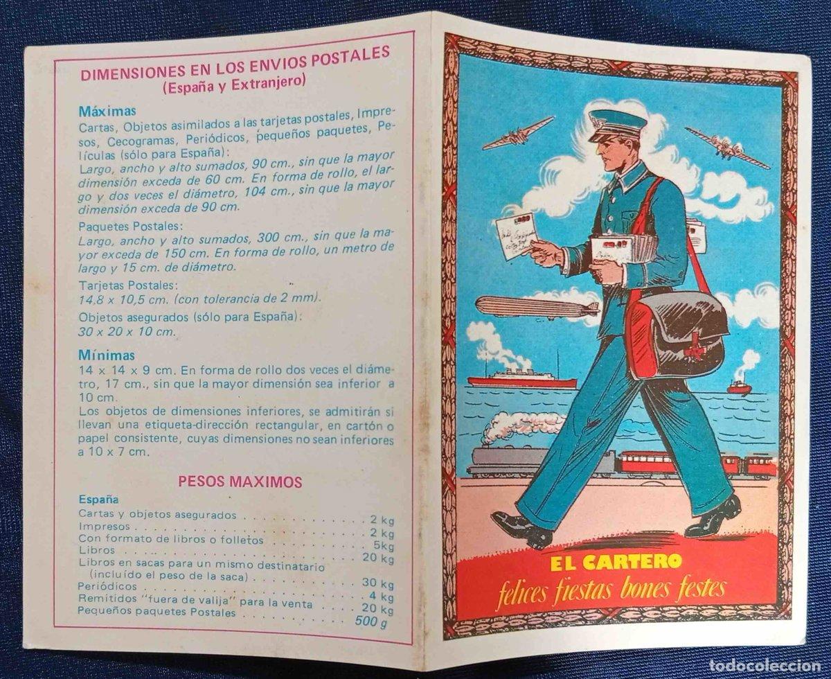 Postales: EL CARTERO. FELICES FIESTAS BONES FESTES. CON TARIFA DE PRECIOS EN REVERSO, S/F.