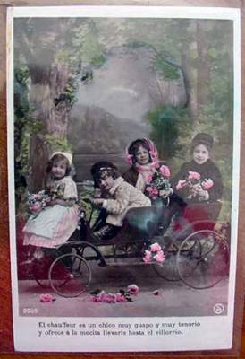 Postales: ANTIGUA POSTAL DE NI&Ntilde;OS CON COCHE 1907 - Foto 1