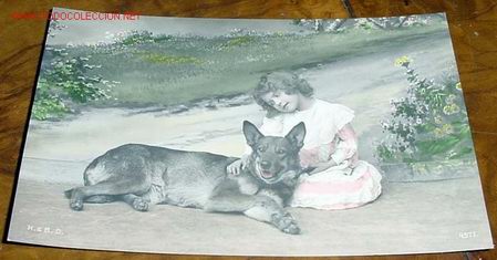 Postales: ANTIGUA POSTAL DE NI&Ntilde;A CON SU PERRO - Foto 1