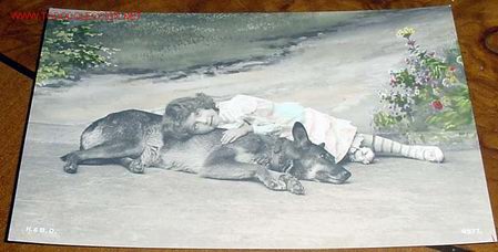 Postales: ANTIGUA POSTAL DE NI&Ntilde;A CON SU PERRO - Foto 1