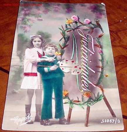 Postales: ANTIGUA POSTAL COLOREADA DE NI&Ntilde;OS 1924 - Foto 1