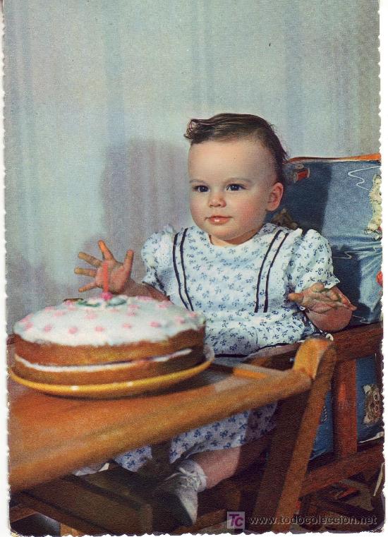 Postales: Postal de ni&ntilde;a con tarta de cumplea&ntilde;os - Foto 1