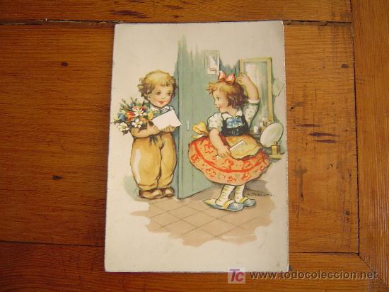 Postales: Postal con dos ni&ntilde;os. - Foto 1