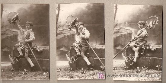 Postales: LOTE DE 3 POSTALES DE NI&Ntilde;O PESCANDO - Foto 1