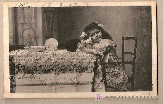 Postales: POSTAL DE UNA NI&Ntilde;A CON GATITO - Foto 1