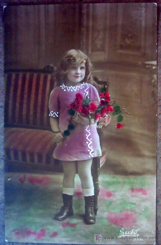 Postales: POSTAL NI&Ntilde;A CONFLORES , Francesa sin circular , - Foto 1