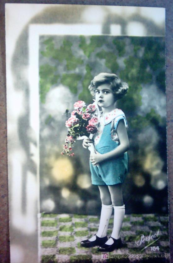 Postales: POSTAL NI&Ntilde;A CONFLORES - Foto 1