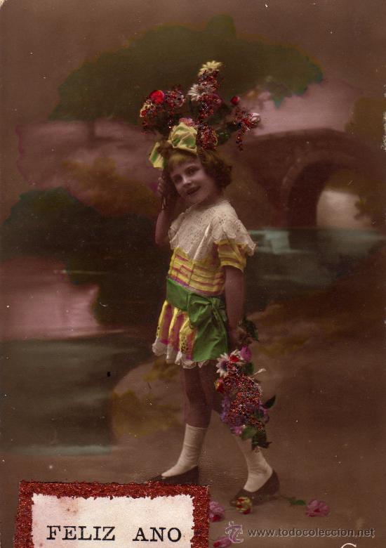 Postales: POSTAL DE NI&Ntilde;A CON PURPURINA - Foto 1