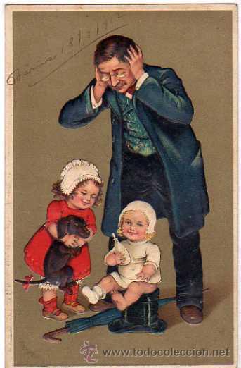 Postales: POSTAL CON NI&Ntilde;OS - EN RELIEVA - Foto 1