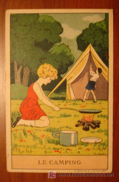Postales: POSTAL ILUSTRADA. NI&Ntilde;OS. LE CAMPING. - Foto 1
