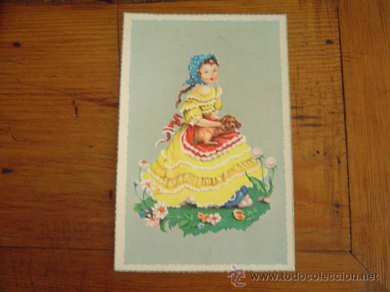 Postales: Bonita postal ni&ntilde;a con perrito. - Foto 1