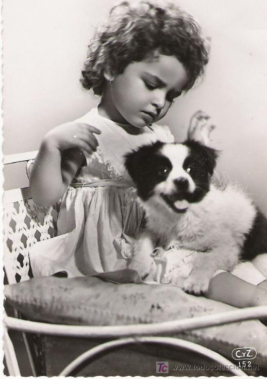 Postales: NI&Ntilde;A CON PERRITO - A&Ntilde;O 1950 - - Foto 1