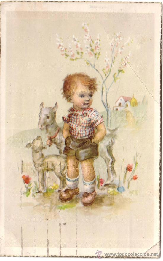 Postales: POSTAL NI&Ntilde;OS CON CABRAS- C. Y Z. ESCRITA - Foto 1