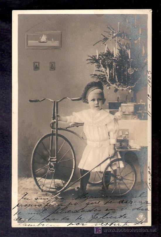 Postales: POSTAL DE NI&Ntilde;A CON TRICICLO - Foto 1