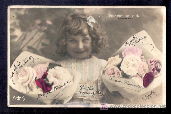 Postales: POSTAL DE NI&Ntilde;A CON FLORES - Foto 1