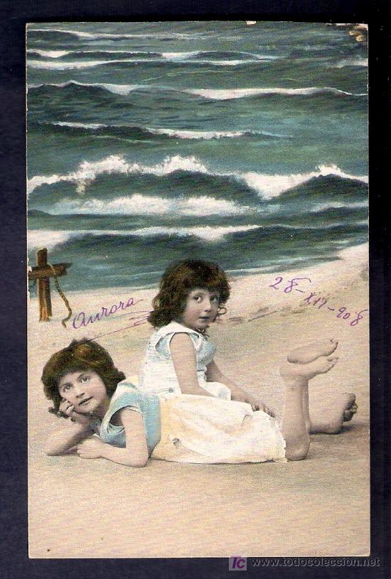 Postales: PRECIOSA POSTAL DE NI&Ntilde;AS EN LA PLAYA - Foto 1
