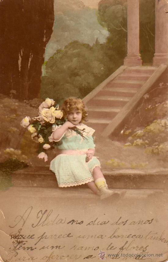 Postales: NI&Ntilde;A CON RAMO DE FLORES - Foto 1