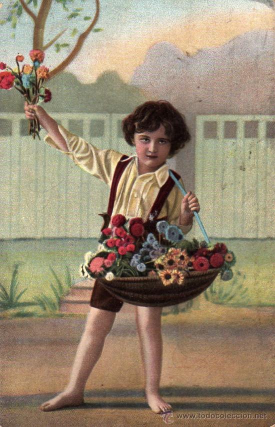 Postales: NI&Ntilde;A CON CESTA DE FLORES - Foto 1