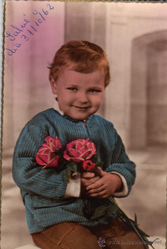 Postales: NI&Ntilde;O GUAPO CON FLORES - Foto 1