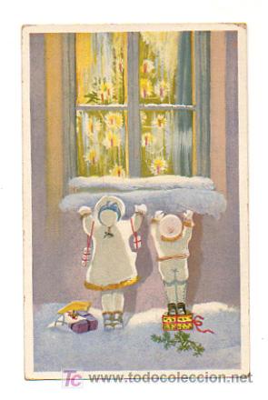 Postales: POSTAL ILUSTRADA. NI&Ntilde;OS EN NAVIDAD. - Foto 1
