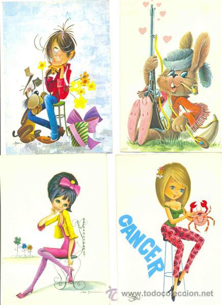 Postales: 9 postales .. Dibujos infantiles &ndash; chicas - Foto 1