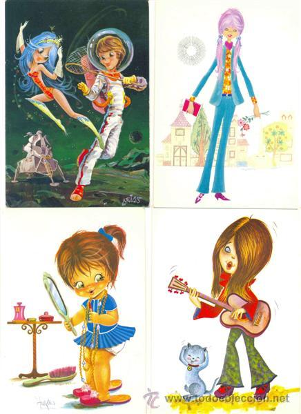 Postales: 9 postales .. Dibujos infantiles &ndash; chicas - Foto 3