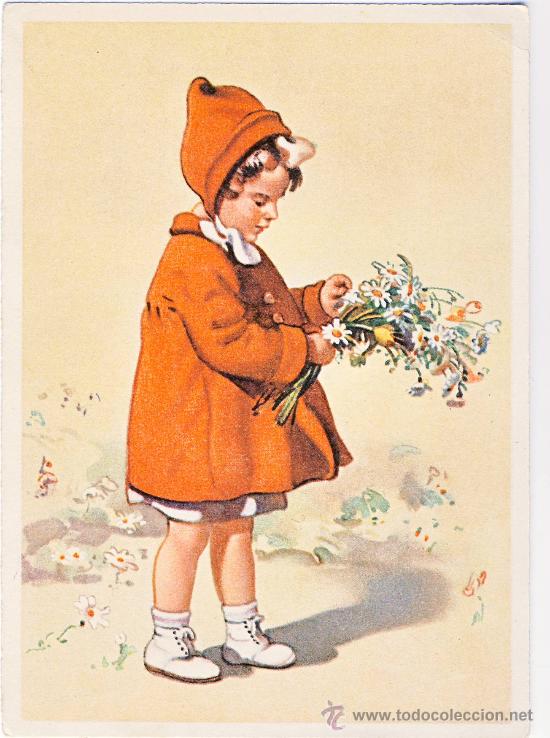 Postales: NI&Ntilde;A CON FLORES - Foto 1