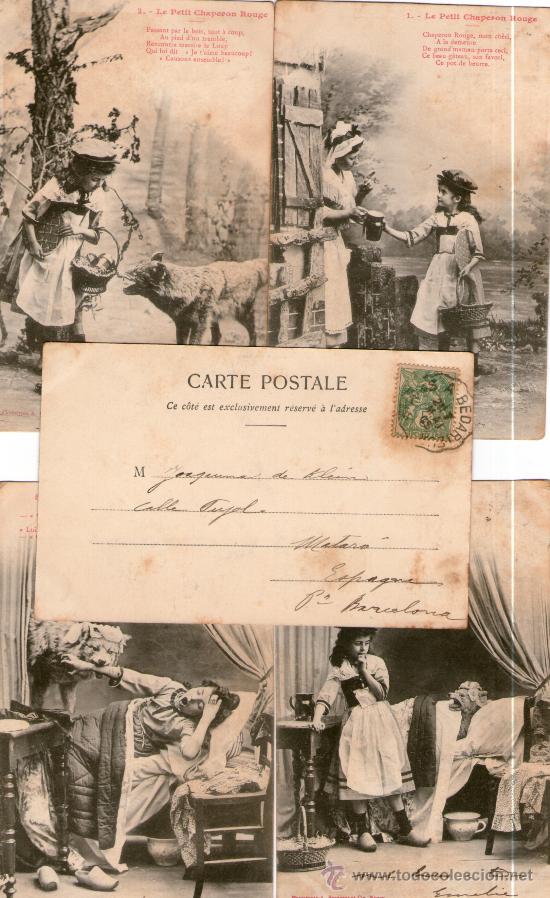 Postales: 5 postales &rdquo; le petit Chaperon Rouge&rdquo; 1913. - Foto 2