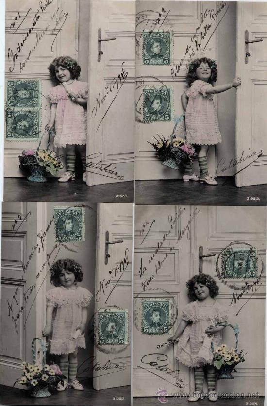 Postales: CONJUNTO DE 4 POSTALES CON UNA NI&Ntilde;A - Foto 1