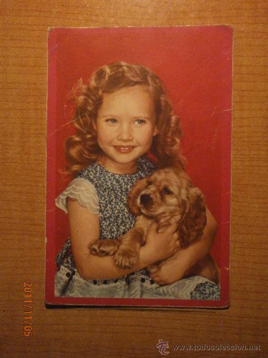 Postales: ANTIGUA POSTAL.  NI&Ntilde;A CON EL PERRO ESCRITA - Foto 1