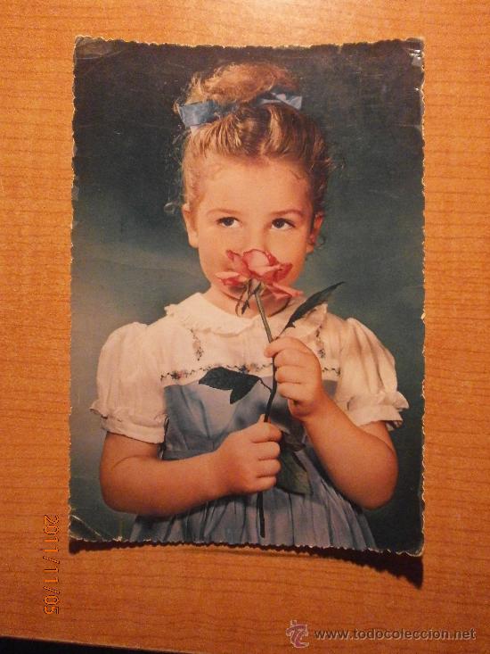 Postales: ANTIGUA POSTAL NI&Ntilde;A  CON LA ROSA ESCRITA - Foto 1