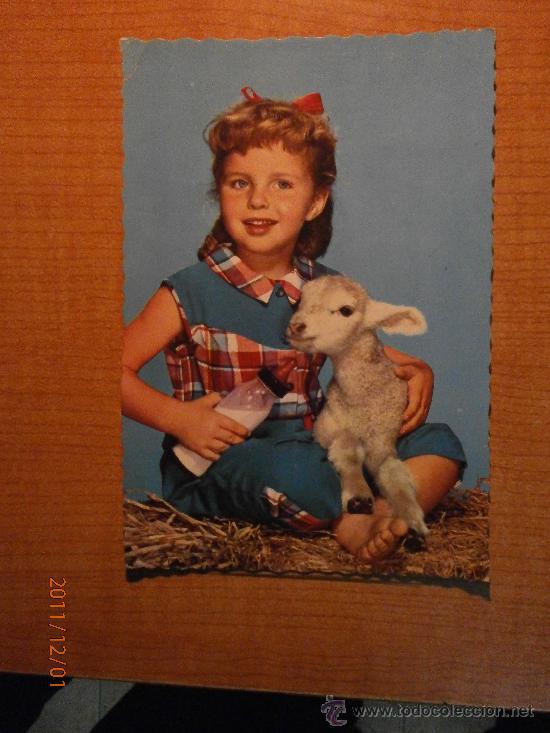 Postales: ANTIGUA POSTAL NI&Ntilde;A CON EL CORDERITO  ESCRITA - Foto 1