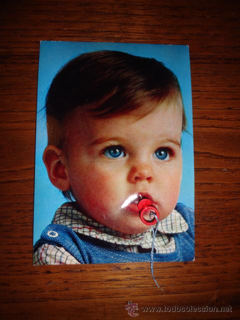 Postales: POSTAL CON NI&Ntilde;O Y CHUPETE DE PL&Aacute;STICO - Foto 1