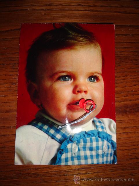 Postales: POSTAL CON NI&Ntilde;O Y CHUPETE DE PLASTICO - Foto 1