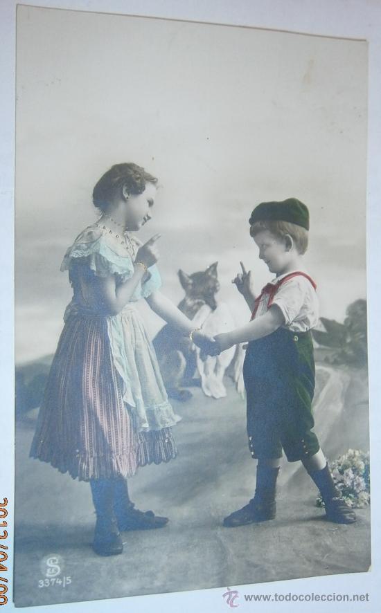 Postales: Postal ni&ntilde;os, coloreada - Foto 1