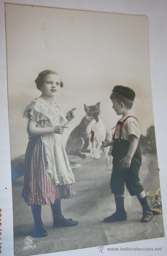 Postales: Postal ni&ntilde;os, coloreada - Foto 1