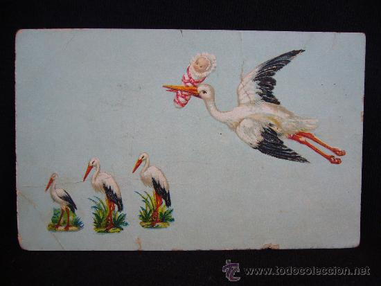 Postales: Postal Rom&aacute;ntica. La cig&uuml;e&ntilde;a. - Foto 1