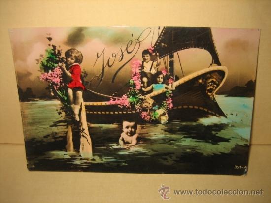 Postales: JOSE    NI&Ntilde;OS EN BARCO - Foto 1