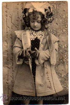 Postales: Antigua postal . Ni&ntilde;a. Circulada 1905. - Foto 1