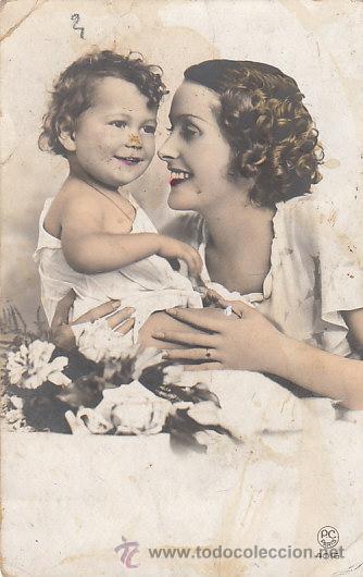 Postales: Ni&ntilde;o con su madre, escrita en 1935 - Foto 1