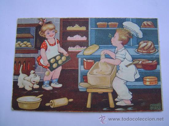 Postales: Postal de ni&ntilde;os pasteleros - Foto 1