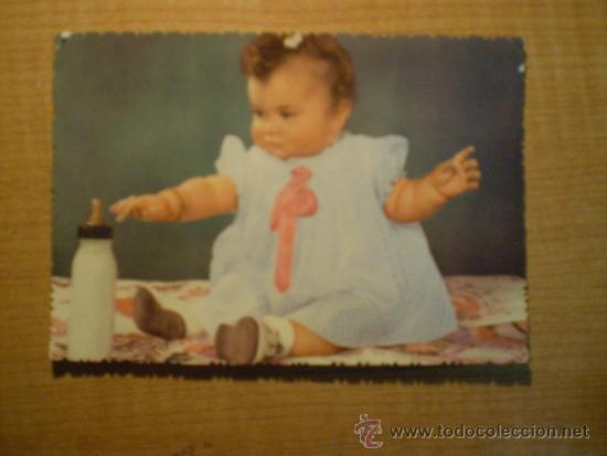 Postales: POSTAL NI&Ntilde;A  CON EL BIBERON ESCRITA - Foto 1
