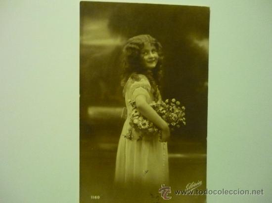 Postales: postal ni&ntilde;a flores - escrita - Foto 1