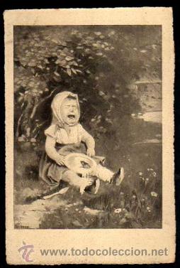 Postales: Ni&ntilde;a llorando . Sin circular. - Foto 1