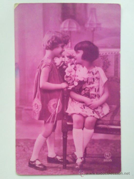 Postales: ANTIGUA POSTAL FRANCESA, 2 NI&Ntilde;AS, CIRCULADA - Foto 1
