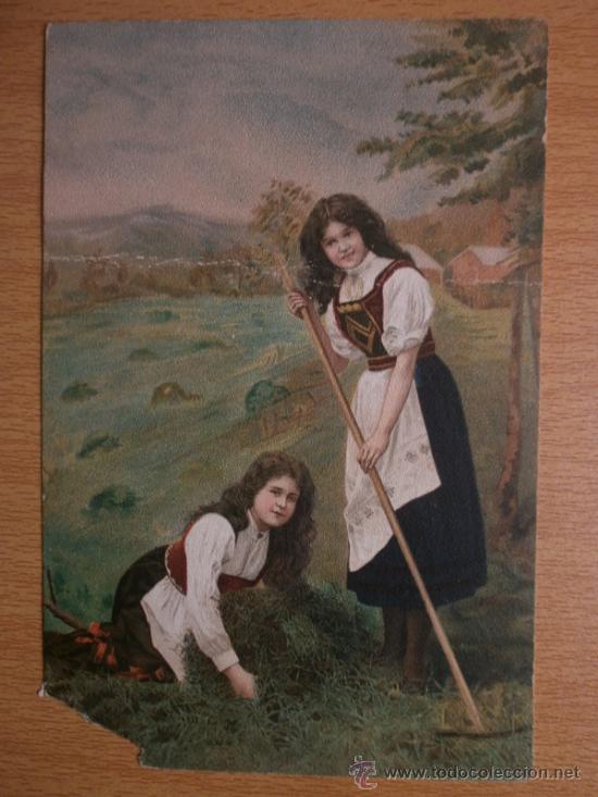 Postales: BONITA  POSTAL DE NI&Ntilde;AS EN EL CAMPO. - Foto 1